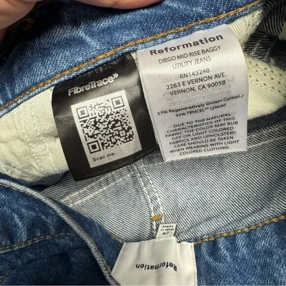 Reformation Diego Mid Rise Baggy Utility Carpenters Jeans Size 29 Revolve Anthro - Picture 15 of 16